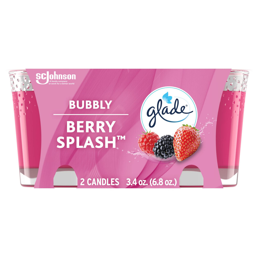 Glade Candle Jar  Air Freshener  Bubbly Berry Splash  3.4 Oz  2 Count