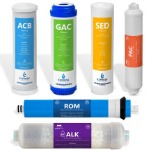 Express Water - 6 Monate Alkaline Umkehrosmose-System Ersatzfilter Set - 6 Filter mit 50 GPD RO Membran - 10 Zoll Wasserfilter