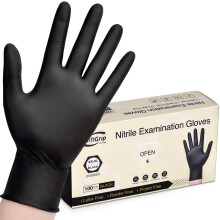Gants d'examen en nitrile noir SwiftGrip, jetables sans latex pour médical, cuisine et esthétique, 100 unités