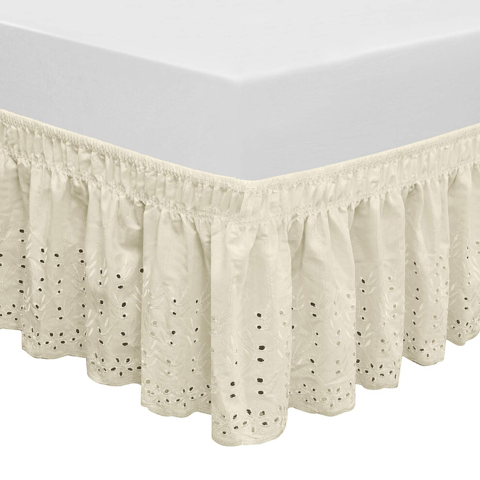 QSY Home Wrap Around Elastic Eyelet Bed Skirts 14 1/2 Inches Drop Dust