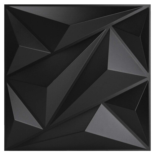 Art3dwallpanels PVC 3D Wall Panel Diamond for Interior Wall D?or in Bl