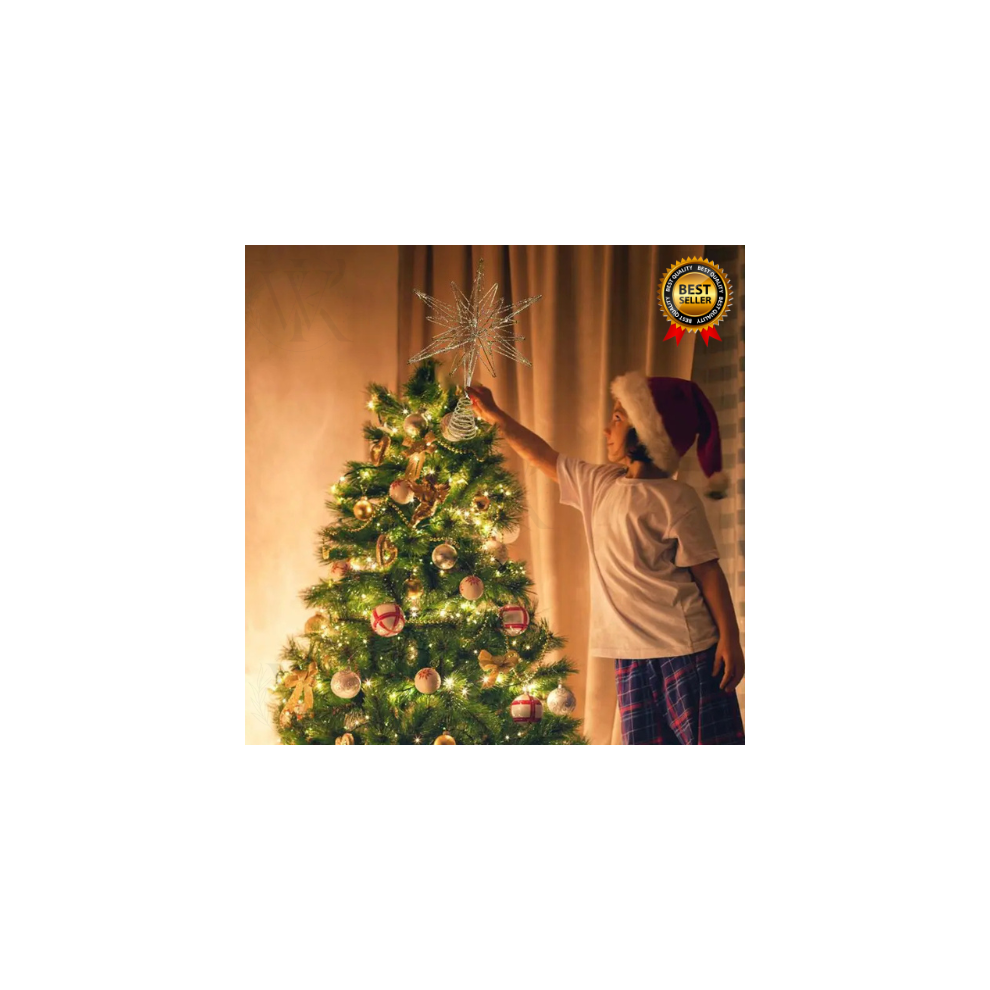 12.6 Inch Creative LED Lights Glitter Christmas Tree Decoration Christmas Tree Topper Christmas Tree Star Light Up party Props
