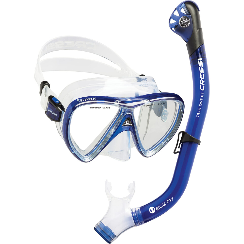 Cressi Ikarus & Orion Dry  Translucent Cobalt  One Size