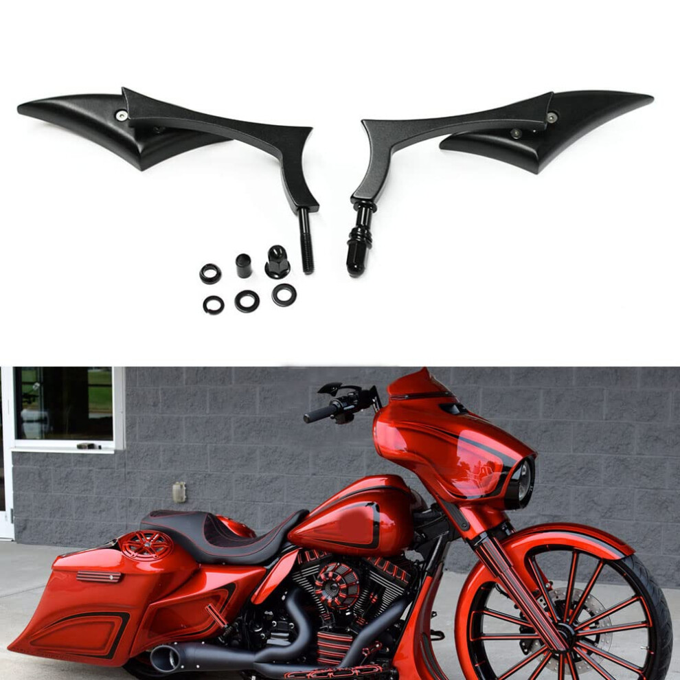 Motorcycle Blade Rear View Mirrors For Harley Cruiser Bobber Cho Black 603004937275