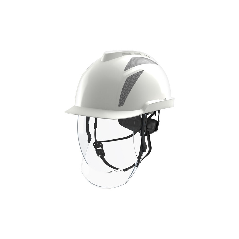 Msa V-Gard 950 Electrician Safety Helmet With Face Shield White/Grey 3661258061990