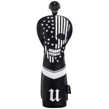 caiobob mytag Golf Tête de Mort Couvre Club Noir Cuir Ensemble Compatible Driver Bois Hybride (1pc Couverture Hybride)