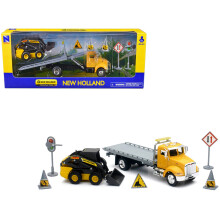 Peterbilt Roll-off Plate Burn teheraut-srga s j Holland L228 Skid kormnyz srga tjelzsekkel """" New Holland Construction """" 1/43 sorozat D