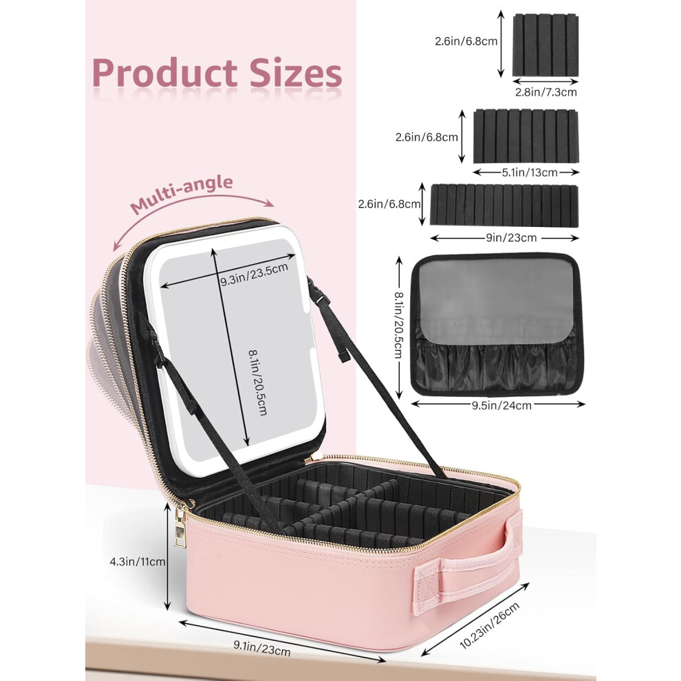 led-makeup-bag-with-adjustable-mirror---compartments---travel-case