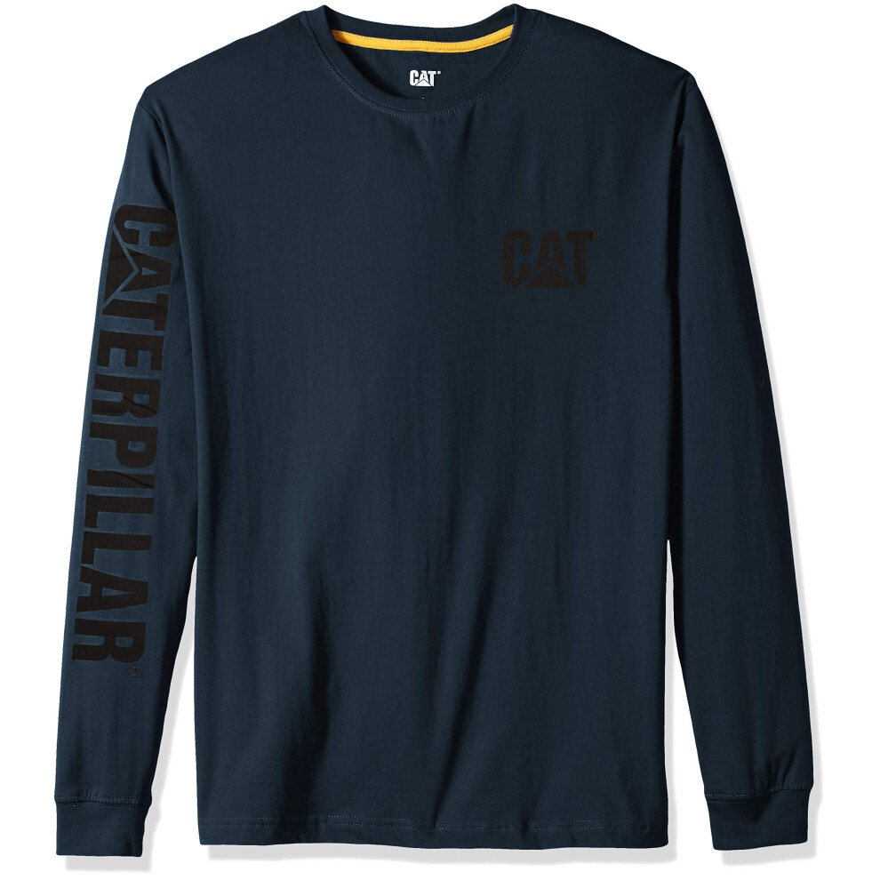 Caterpillar Men's Trademark Banner Long Sleeve Tee Shirts with Center