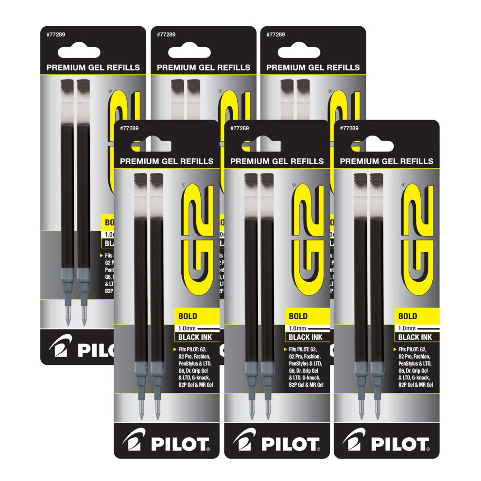 Value Pack of 6  PILOT G2 Roller Ball Ink Refills  Bold  Black  6 Pack