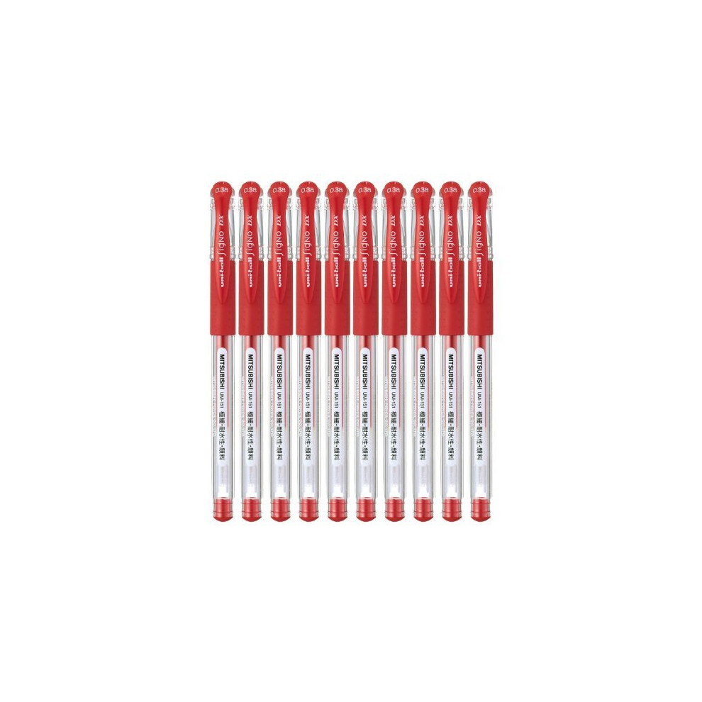 Uni-ball Signo Gel Ink Pen  0.38 mm tip  Red  Pack of 10 (BC25557)