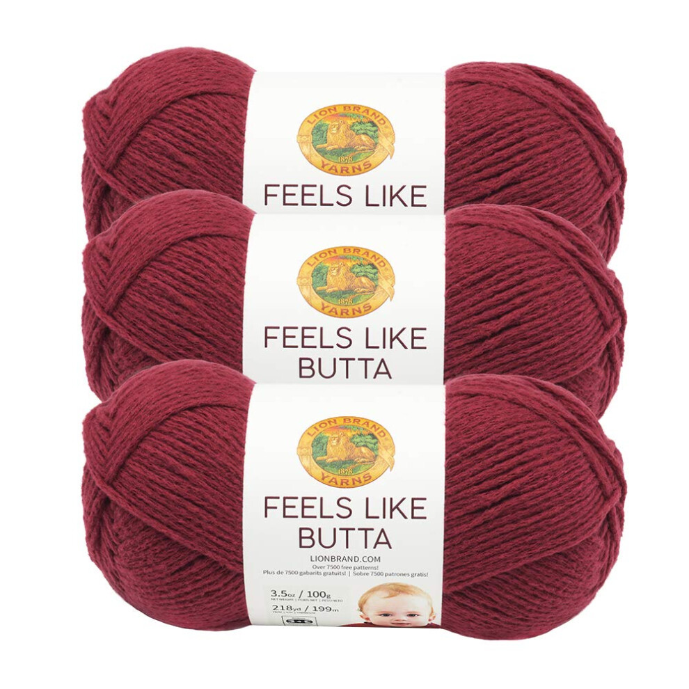 Lion Brand Yarn Feels Like Butta  Cranberry  3 Pack