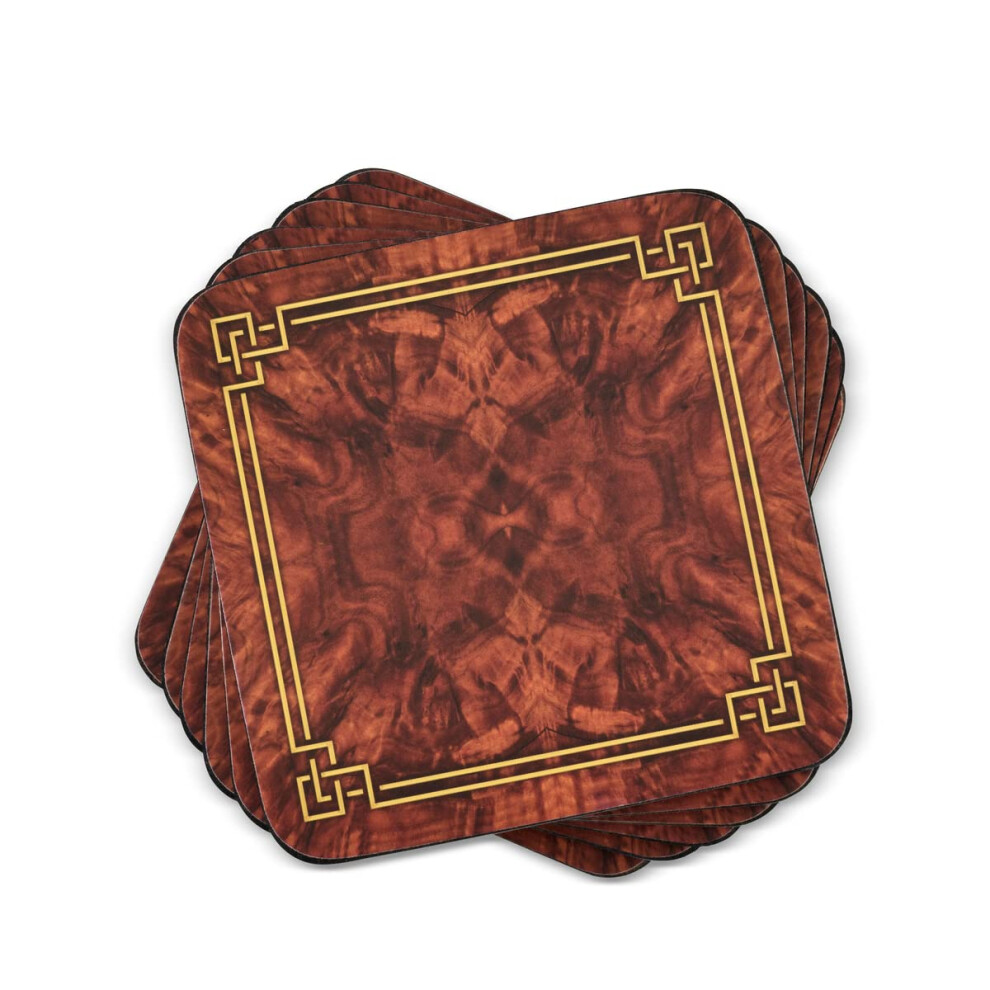 Pimpernel Walnut Burlap Collection Coasters | Set of 6 | Cork Backed B