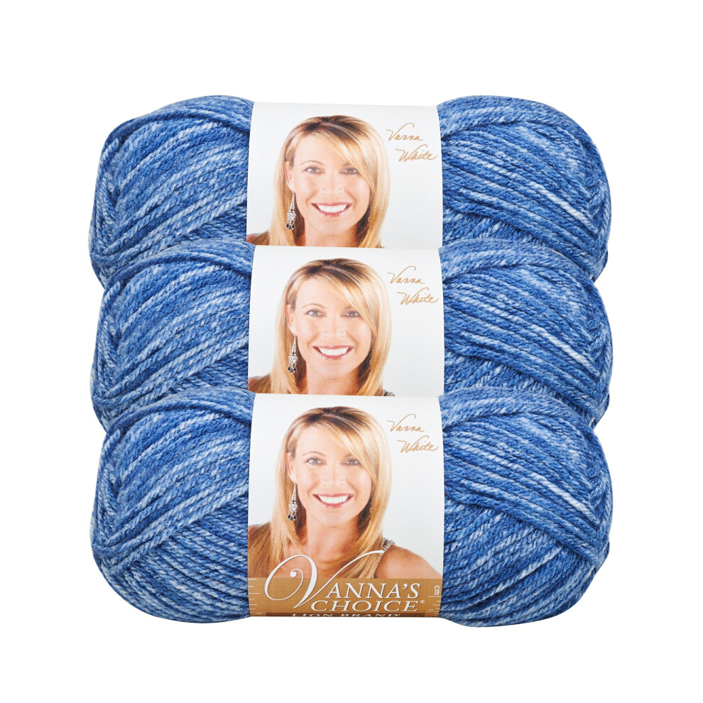 (3 Pack) Lion Brand Yarn Vanna's Choice Yarn  Denim Mist