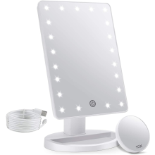 Makeup Vanity Mirror with Lights and Detachable 10X Magnification, 21 Led Lights Adjustable Dimming Touch Sensor,