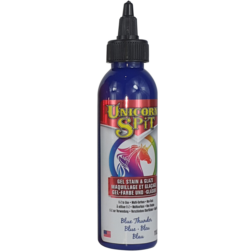 Unicorn Spit 5770008 Gel Stain And Glaze Blue Thunder 4.0 Fl Oz Bottl 076818003243