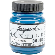 Jacquard Fabric Paint for Clothes - 2.25 Oz Textile Color Turquoise Leaves Fabric Soft - Permanent and Colorfast - Professional Quality Paints Made in