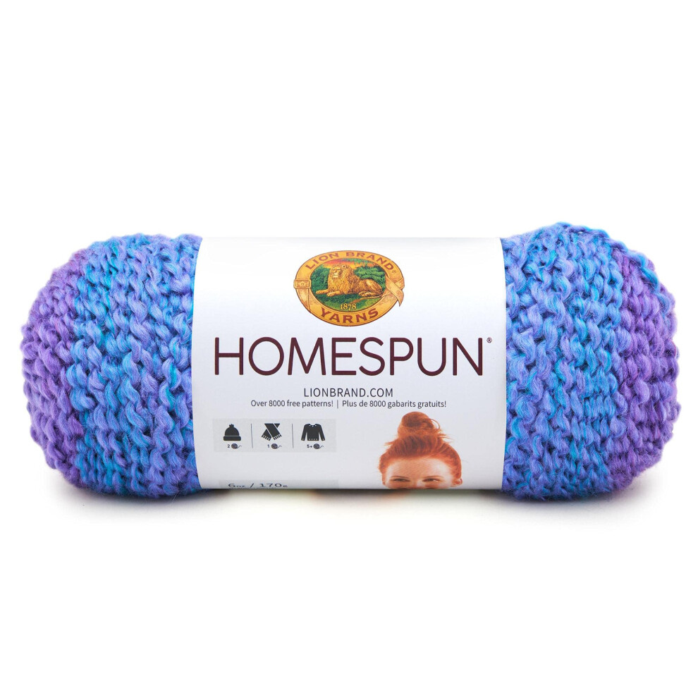 (1 Skein) Lion Brand Yarn Homespun Bulky Yarn  Petunia Stripes