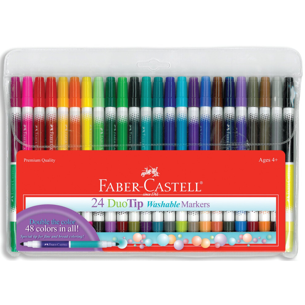 Faber-Castell DuoTip Washable Markers - 24 Markers  48 Colors