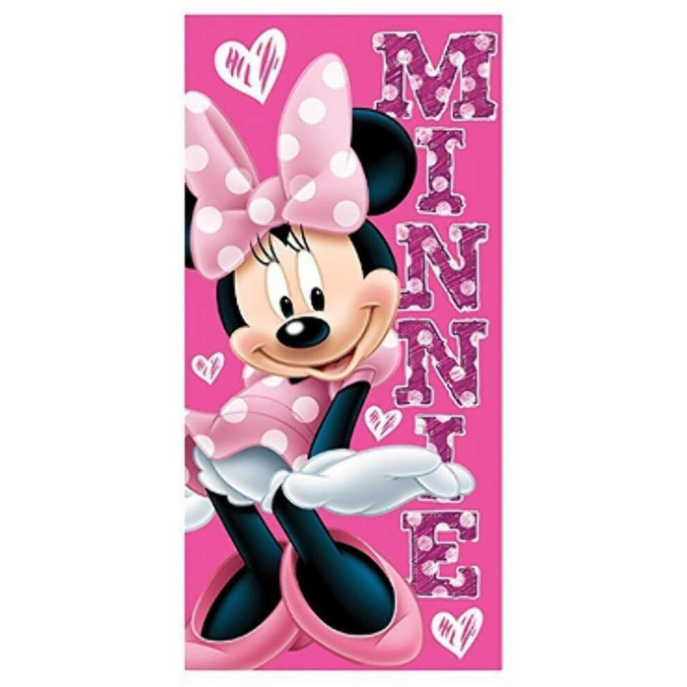 Disney Sassy Hearts Minnie Mouse Beach Towel - Pink 28""Wx58""L