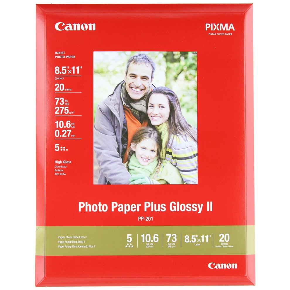 Canon Photo Paper Plus Glossy II 8.5in x 11in 20 Sheets (2311B001)