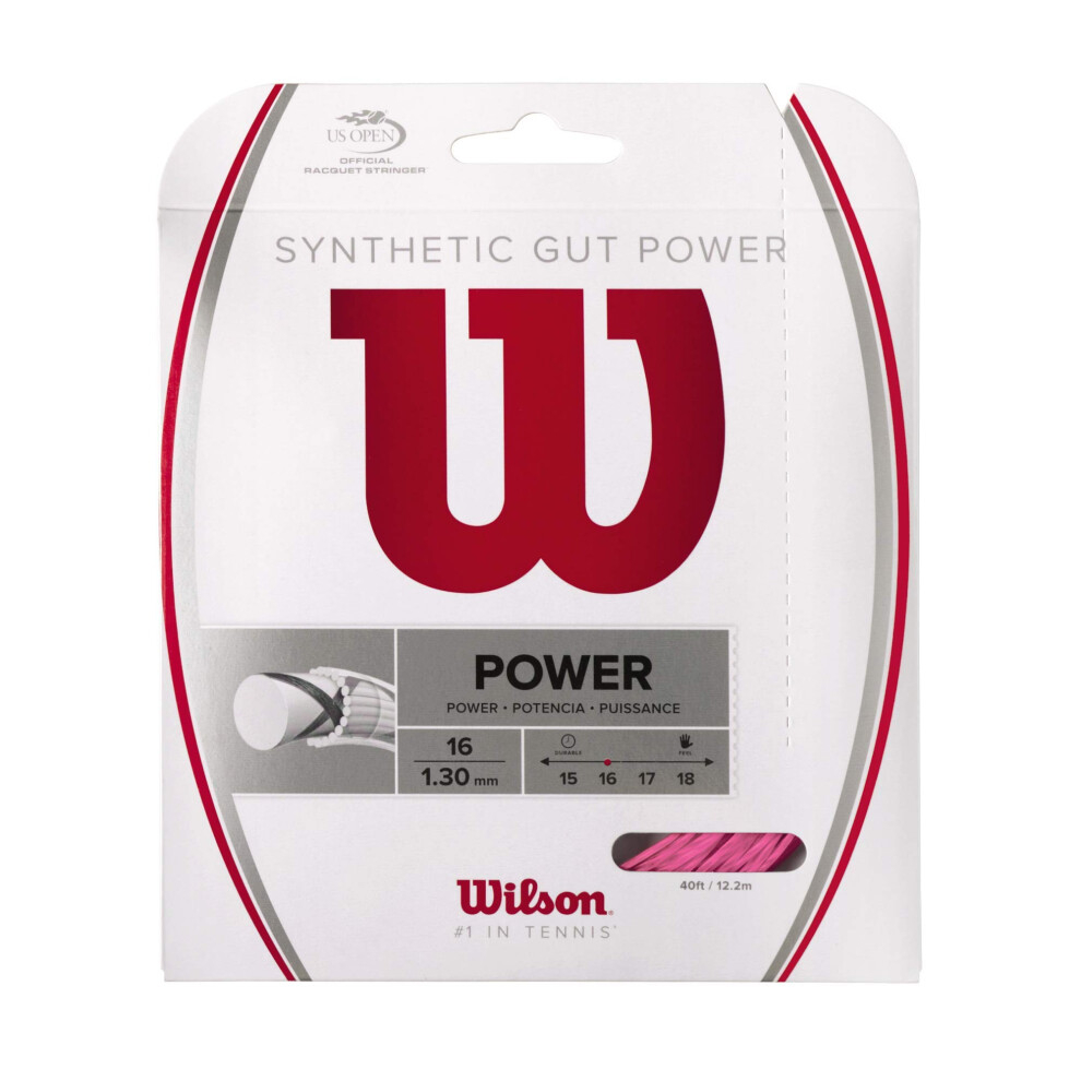 Wilson Synthetic Gut Power 16 Tennis String - 200m Reel  Pink