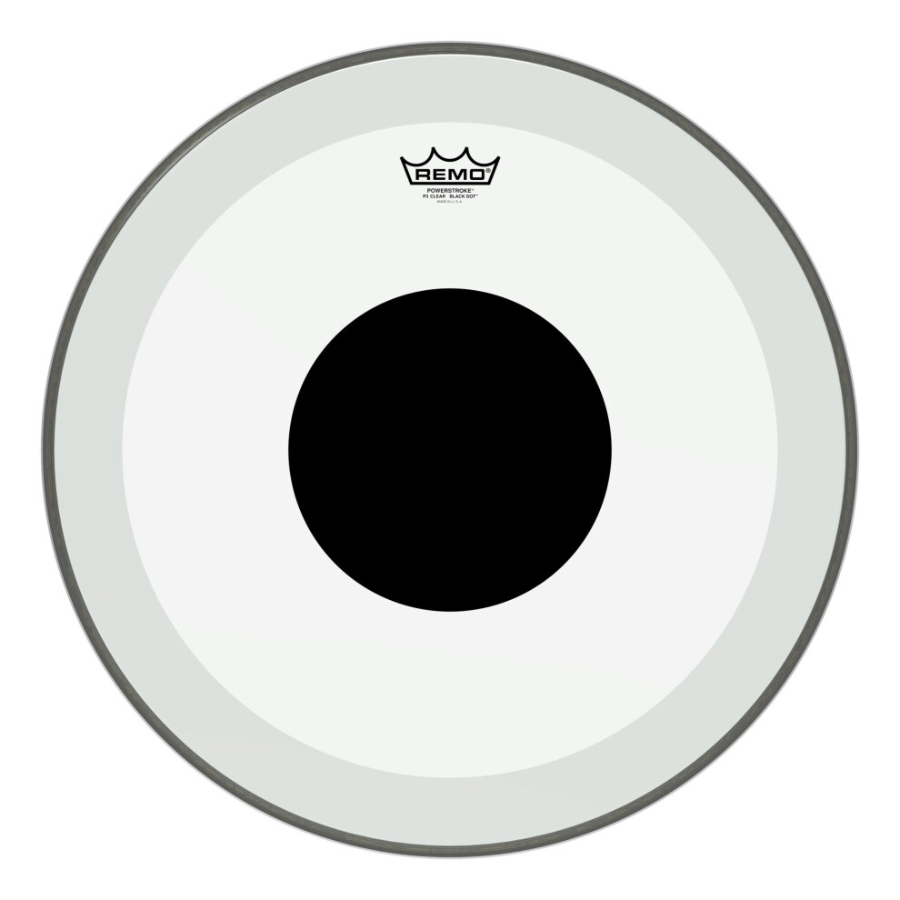 Remo P31320-10 Clear Powerstroke 3 Bass Drum Head - 20-Inch - Black Do