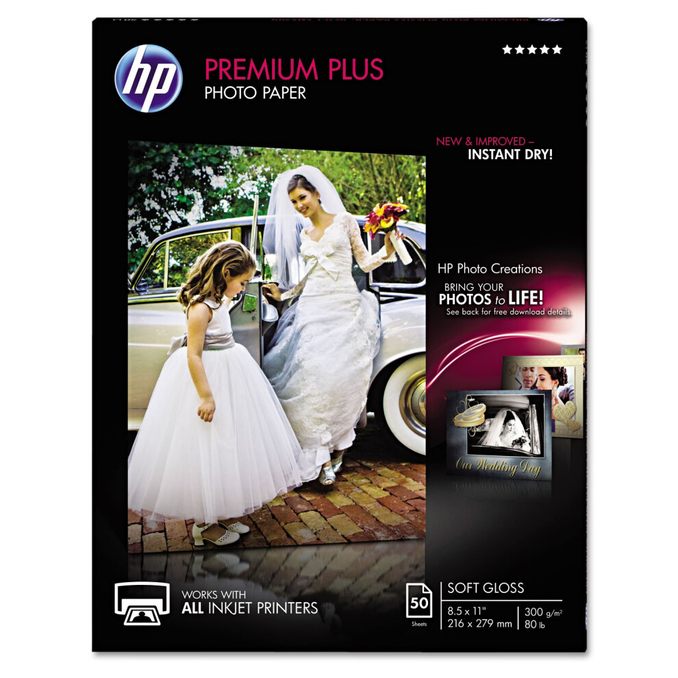 HP Premium Plus Photo Paper  Satin  8.5x11 in  50 sheets (CR667A)