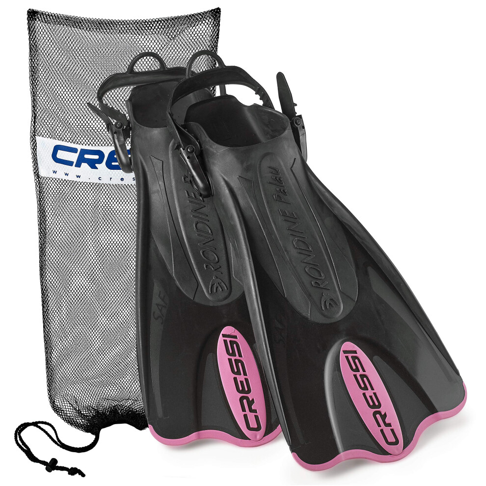 Cressi Palau Short Snorkeling Fins with Mesh Bag  Pink  Small/Medium