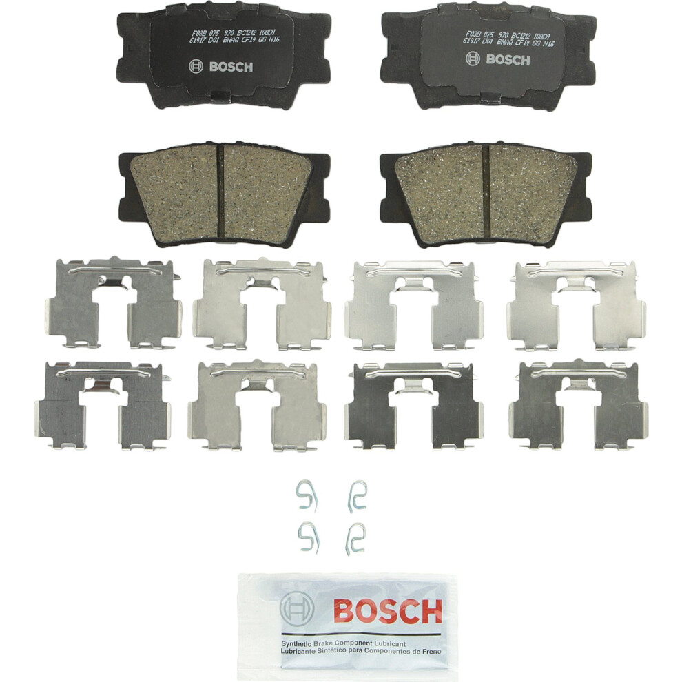 Bosch Bc1212 Quietcast Premium Ceramic Disc Brake Pad Set - Compatible With Select Lexus Es300h Es350 Hs250h; Pontiac Vibe; Toyota Avalon Camry M