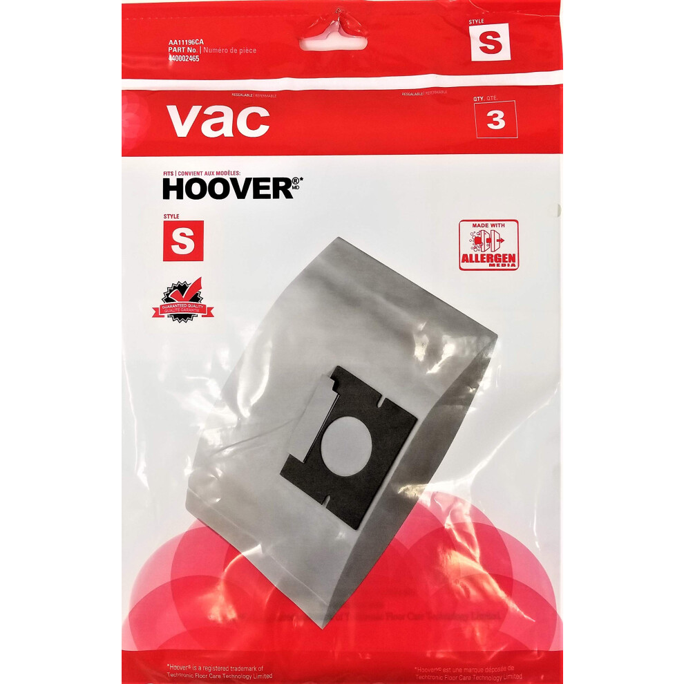 Hoover Vacuum Bag Style S  3-Pack