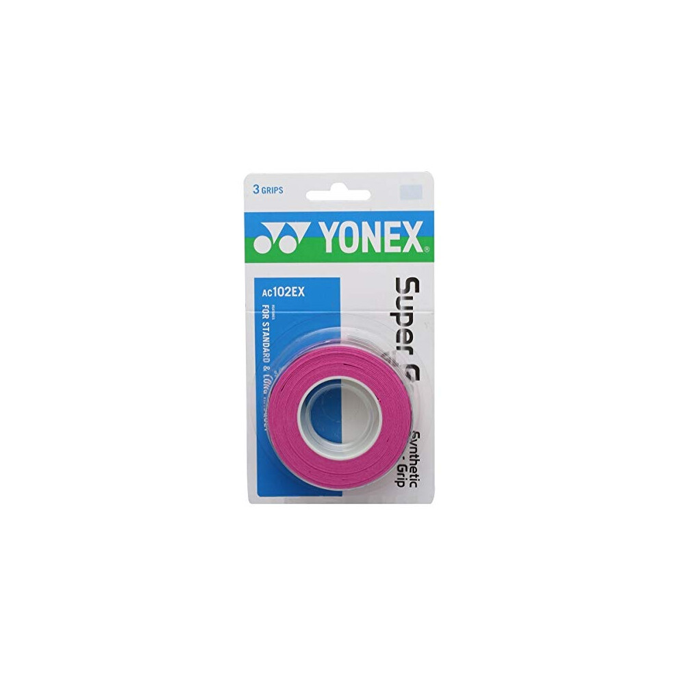 YONEX Overgrip Super GRAP 3 Pack - Tennis  Badminton  Squash - Pink