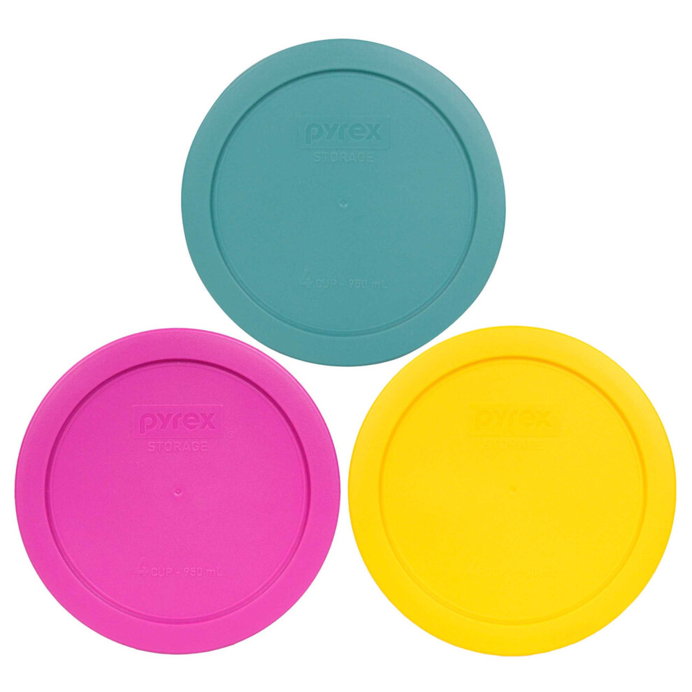 Pyrex 7201-PC 4 Cup (1) Turquoise  (1) Pink  & (1) Meyer Yellow Round