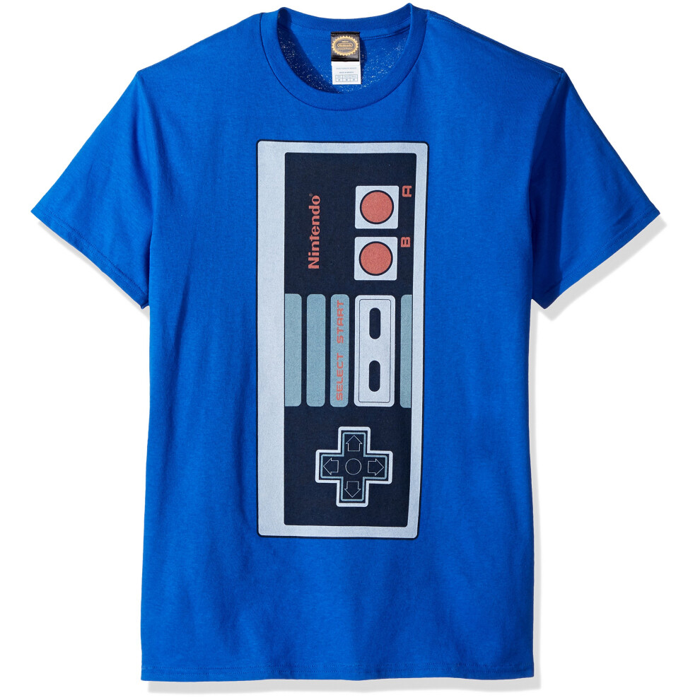 Nintendo Men's Big Controller T-Shirt  Royal  Small