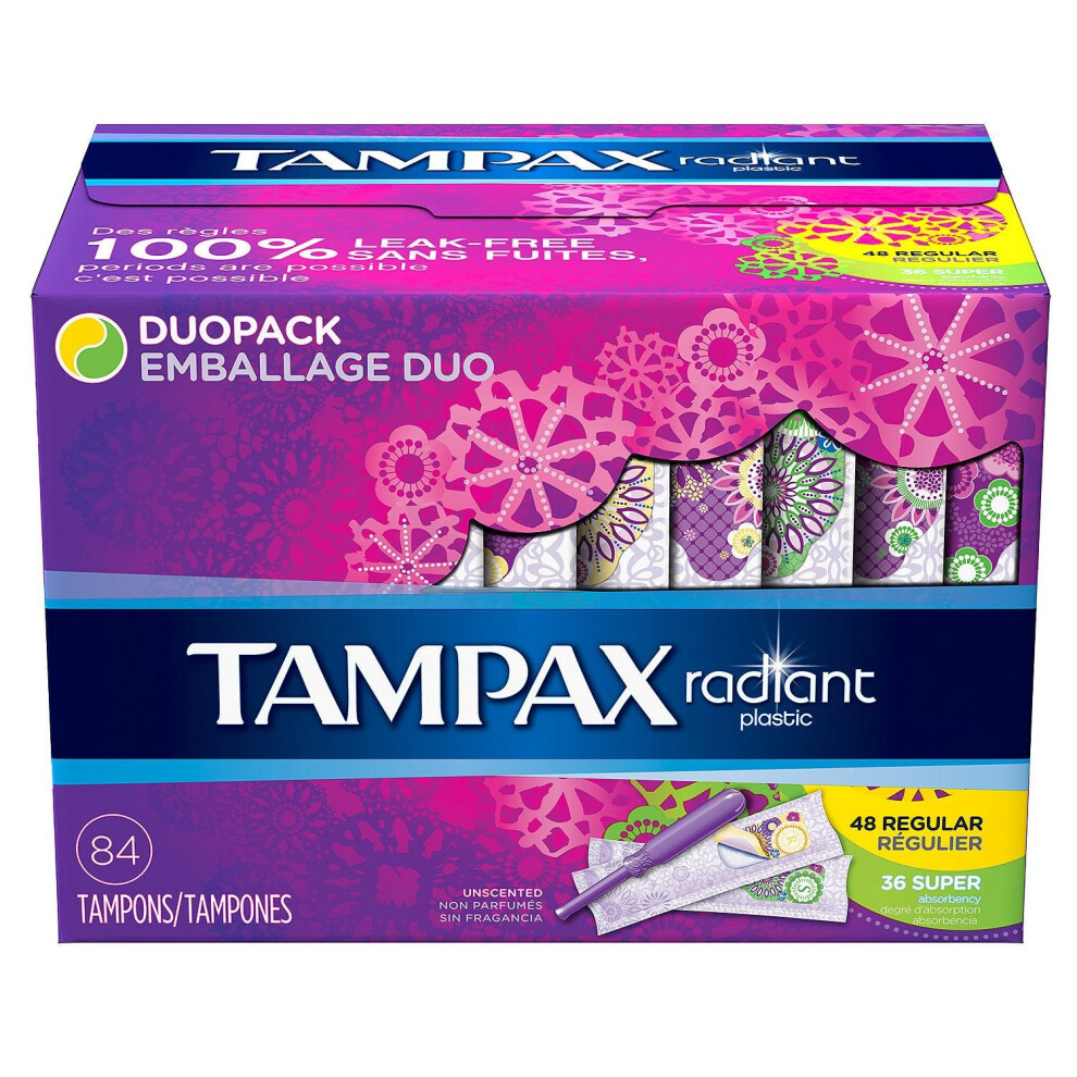 Tampax 29936 Radiant Tampons Regular Super  84 Count (Pack of 1)