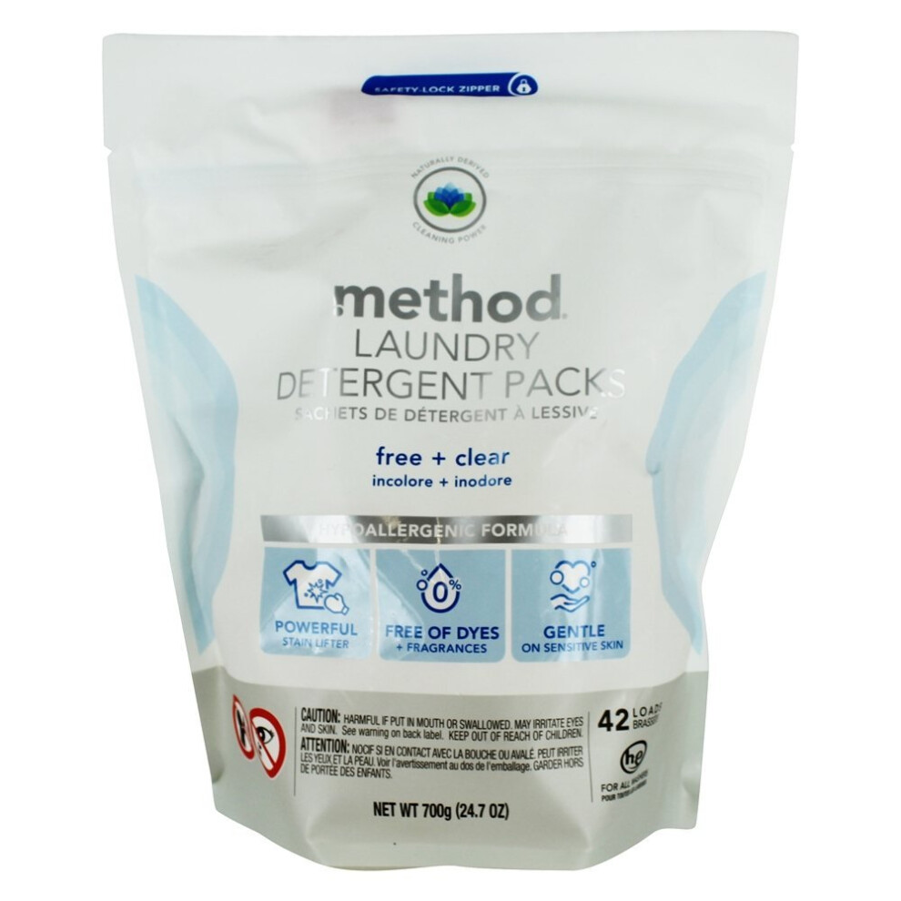 Method Laundry Detergent Packs  Free + Clear  42 Loads  24.7 oz (700 g