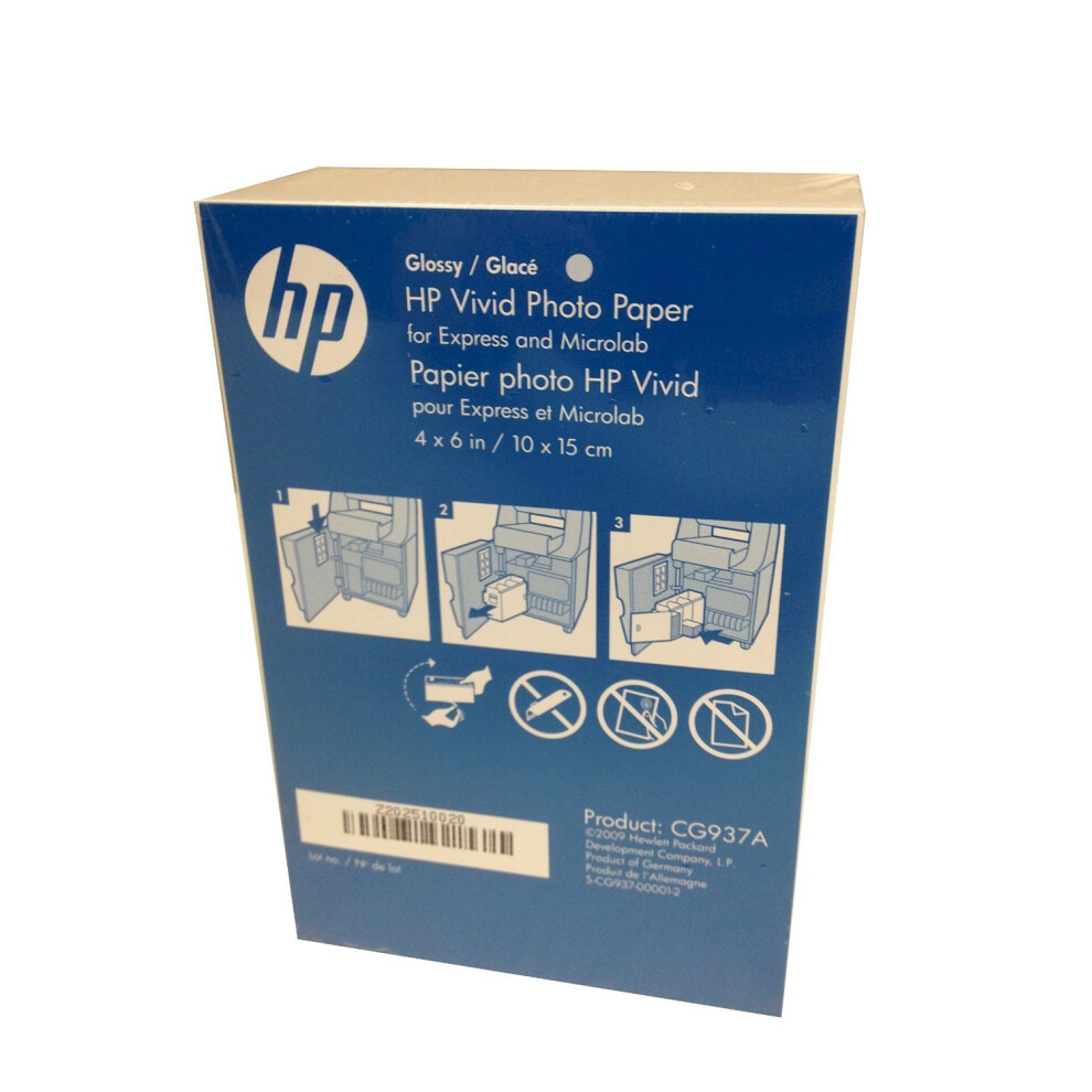 HP 4x6 Glossy Vivid Photo Paper 180 Sheets CG937A Borderless