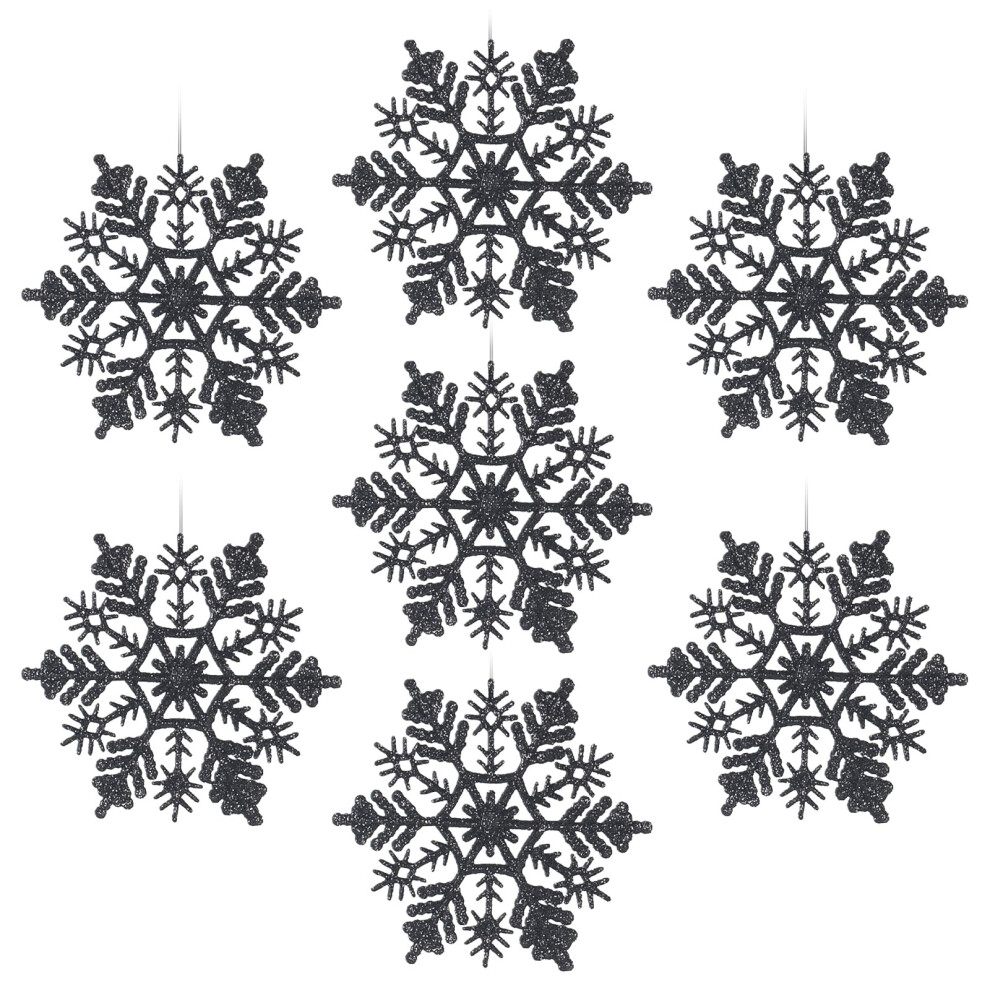 AMS 30ct 4''/100mm Plastic Glittered Snowflake Ornaments Sparkling Chr