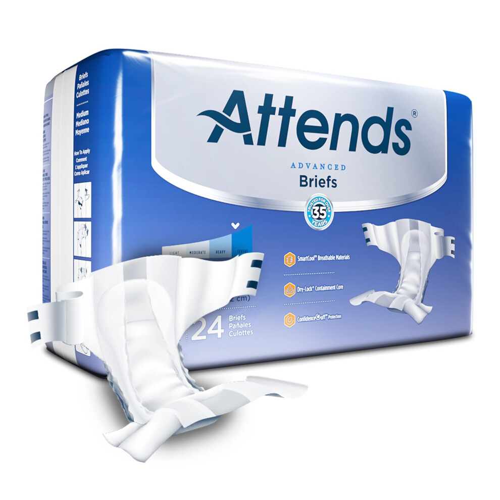 Attends Advanced Briefs with tabs for Adult Incontinence Care with Dry