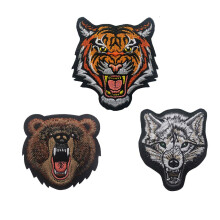 Pachet de 3 animale, urs, tigru, vulpe, patch-uri tactice pentru moral, emblema militara brodate, plasture cu crlig ?i bucla pentru rucsac, rucs