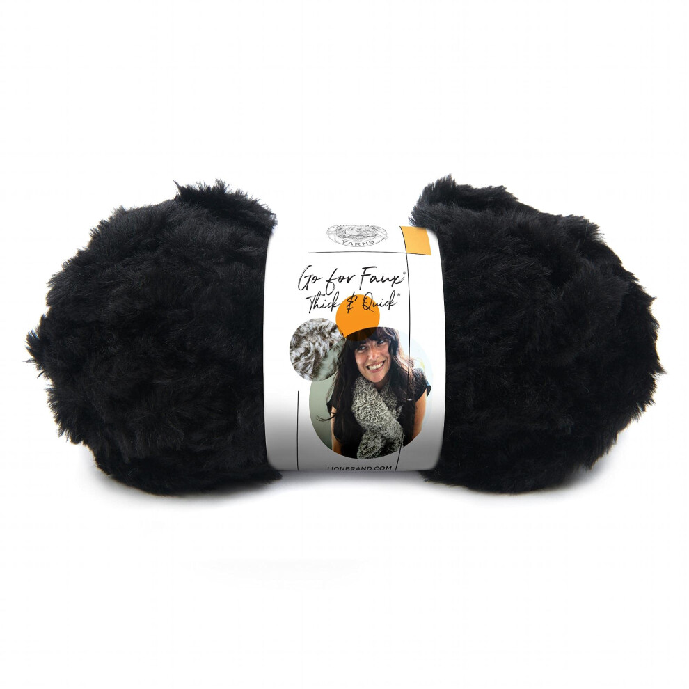 Lion Brand Yarn (1 Skein) Go for Faux Thick & Quick Bulky Yarn  Black