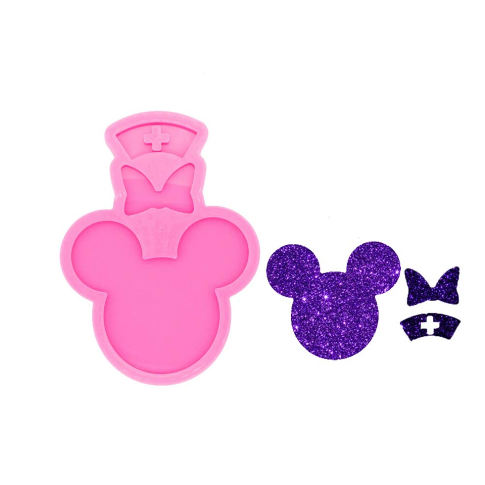 Muizenkop Met Strik Verpleegstershoed Doktersthema Sleutelhanger Siliconenmal Met Gat Voor Diy Sieraden Fondantmal Hanger Snoep Cupcake Taartdecoratie-image