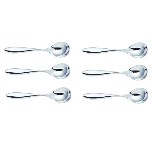 Alessi Alessi Mami 5-1/4 polegadas colher de ch    18/10 Conjunto de polimento de espelho de a   o inoxid   vel de 6
