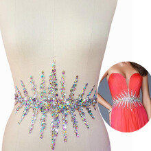 Individualitate Handmade Bling Patch-uri Cusut Fix Cu margele de cristal Paiete Strass Applique Trim pentru rochie de mireasa DIY Cureaua de mire