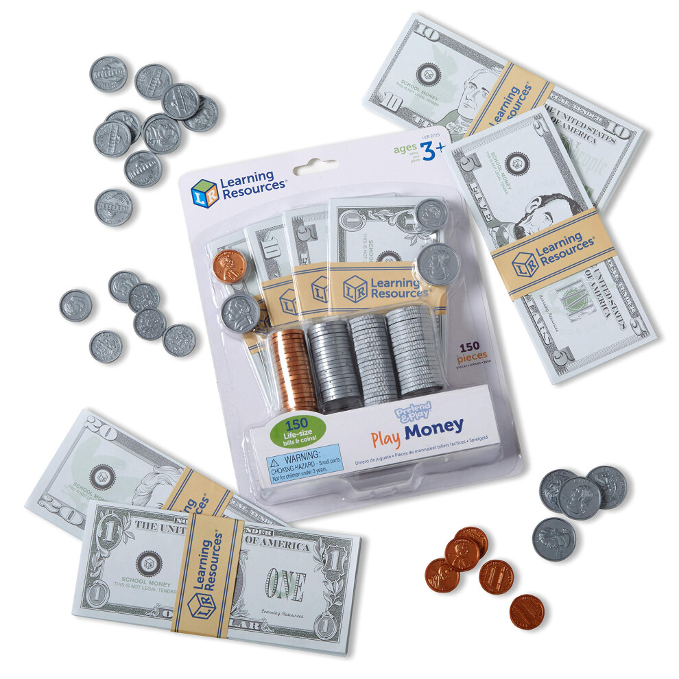 Learning Resources Pretend Play Money - 150 Pieces  Ages 3+ Play Money