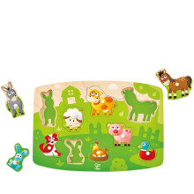 Puzzle mit Knöpfen auf dem Bauernhof - HAPE - Tiere - Kind - Bunt