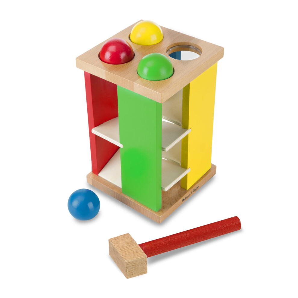 Melissa & Doug Deluxe Pound and Roll Wooden Tower Toy With Hammer - Po