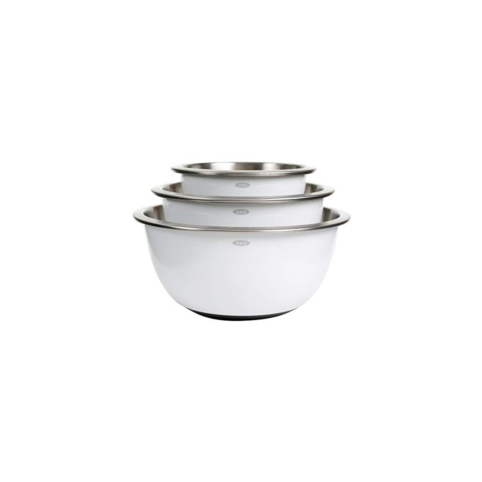 OXO good grips 3-Piece Stainless-Steel Mixing Bowl Set  White