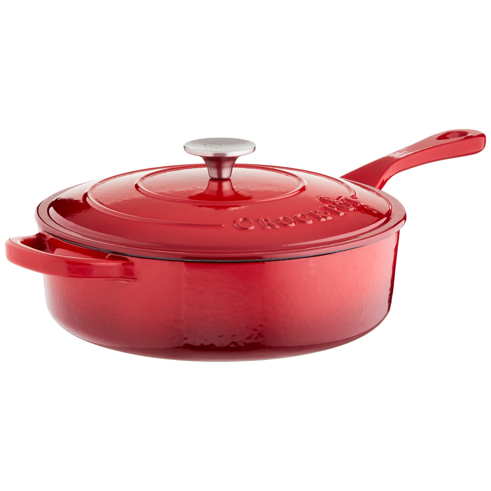 Crock Pot Artisan 3.5 Quart Enameled Cast Iron Deep Saut? Pan  Scarlet