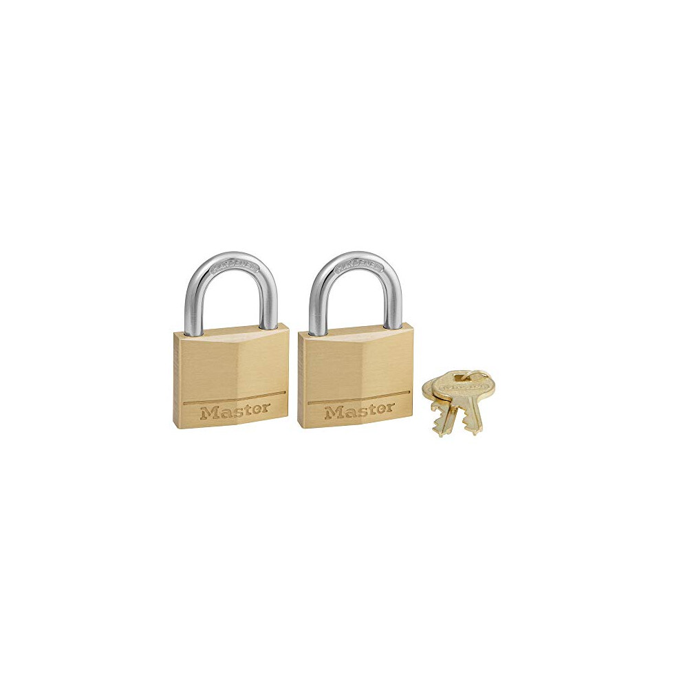 Master Lock 140T Solid Brass Padlock with Key  2 Pack  2 Count